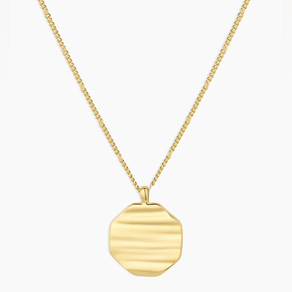 Gorjana sunset coin necklace, 18k gold plated, EUC